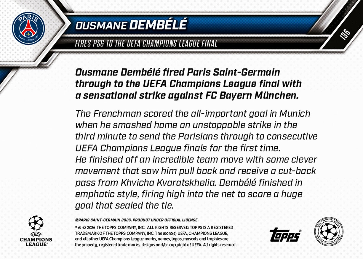 Ousmane Dembélé - 2025-26 UCL Topps NOW® - Card 136 - Image 7