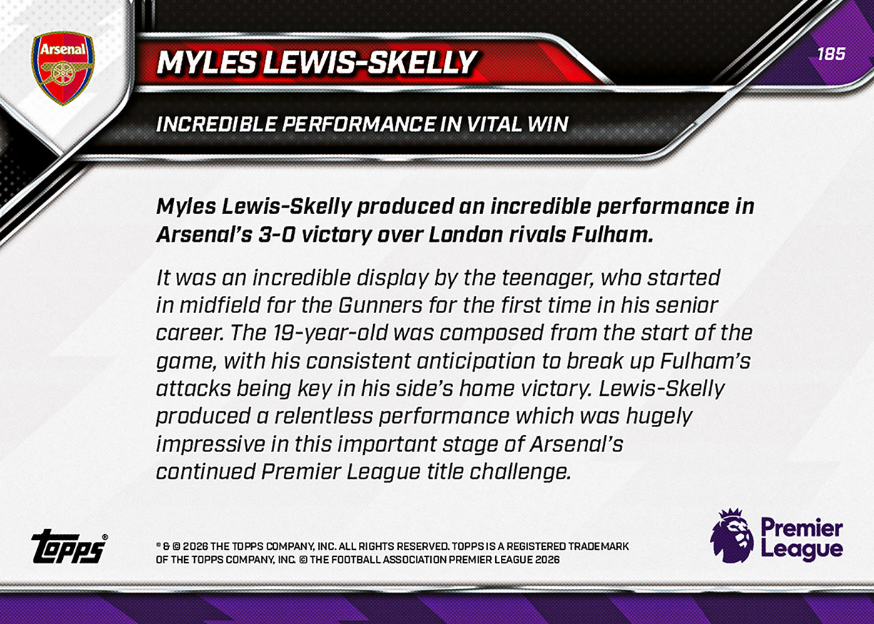 Myles Lewis-Skelly - 2025-26 Premier League Topps NOW® - Card 185 - Image 7
