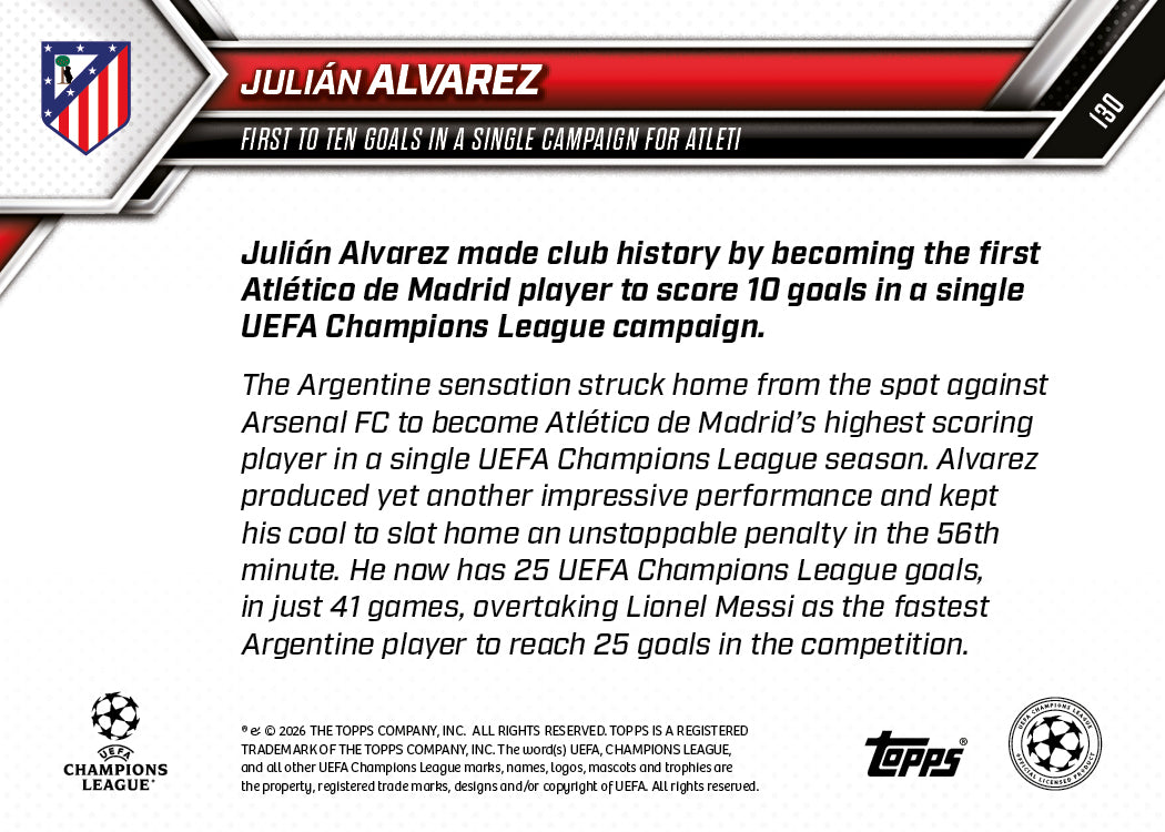 Julián Alvarez - 2025-26 UCL Topps NOW® - Card 130 - Image 7
