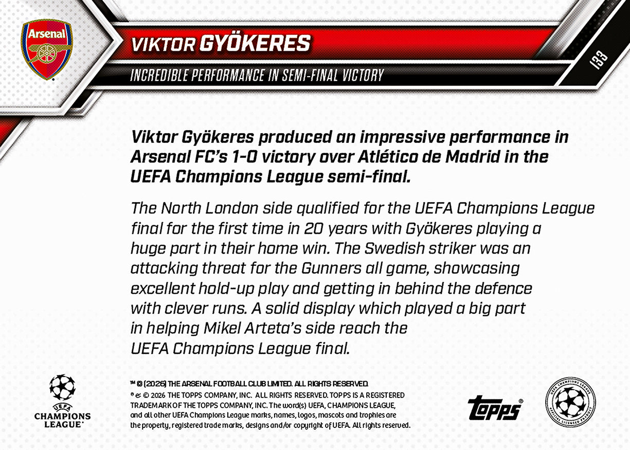 Viktor Gyökeres - 2025-26 UCL Topps NOW® - Card 133 - Image 7