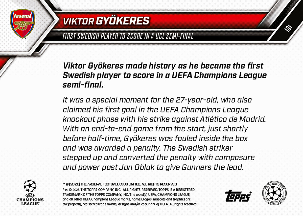 Viktor Gyökeres - 2025-26 UCL Topps NOW® - Card 131 - Image 7