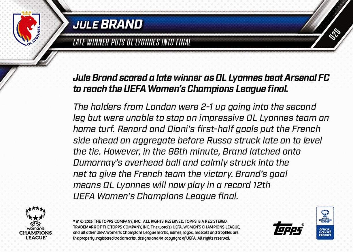 Jule Brand - 2025-26 UWCL Topps NOW® - Card 28 - Image 7