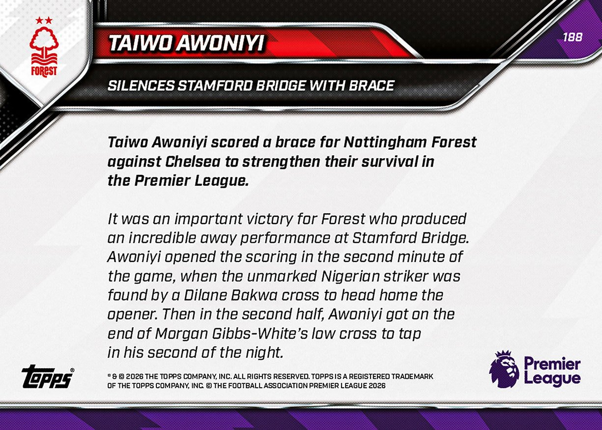 Taiwo Awoniyi - 2025-26 Premier League Topps NOW® - Card 188 - Image 7